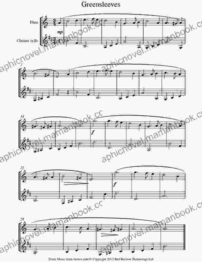 Greensleeves Traditional Tune Scored For Flute Duet In The Key Of C Major 16 Traditional Tunes 64 Easy Flute Duets (VOL 1): Beginner/intermediate Level Scored In 4 Keys (16 Traditional Tunes Easy Flute Duets)