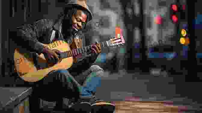 Konrath, The Wandering Musician, Strums His Guitar On A Bustling Street Street Music J A Konrath