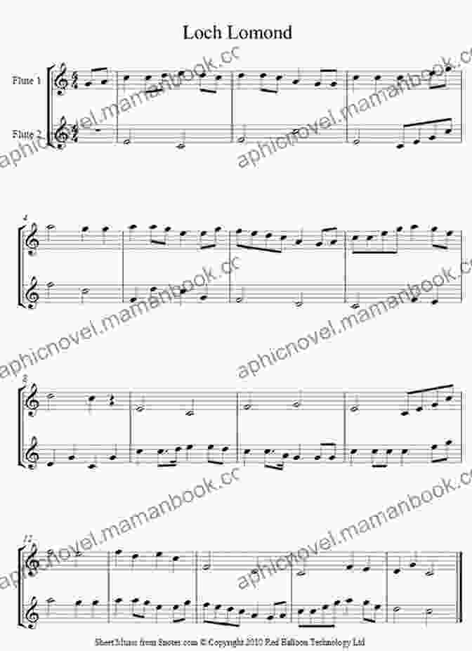 Loch Lomond Traditional Tune Scored For Flute Duet In The Key Of Bb Major 16 Traditional Tunes 64 Easy Flute Duets (VOL 1): Beginner/intermediate Level Scored In 4 Keys (16 Traditional Tunes Easy Flute Duets)